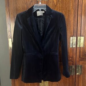Mango Combi velvet blazer in navy